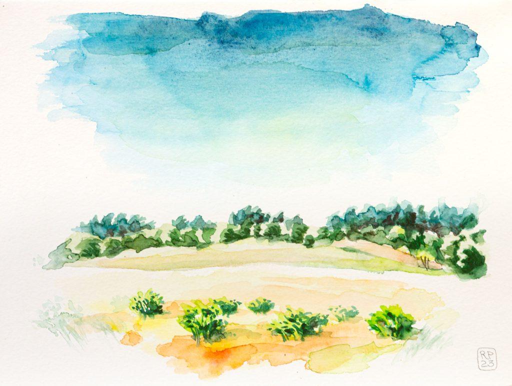 Aquarell – Landschaft bei Granzin (Mecklenburg-Vorpommern) Aquarell: Robert Puls