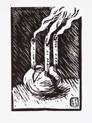 Linolschnitt Brotschaften „Glückwunsch“, Robert Puls