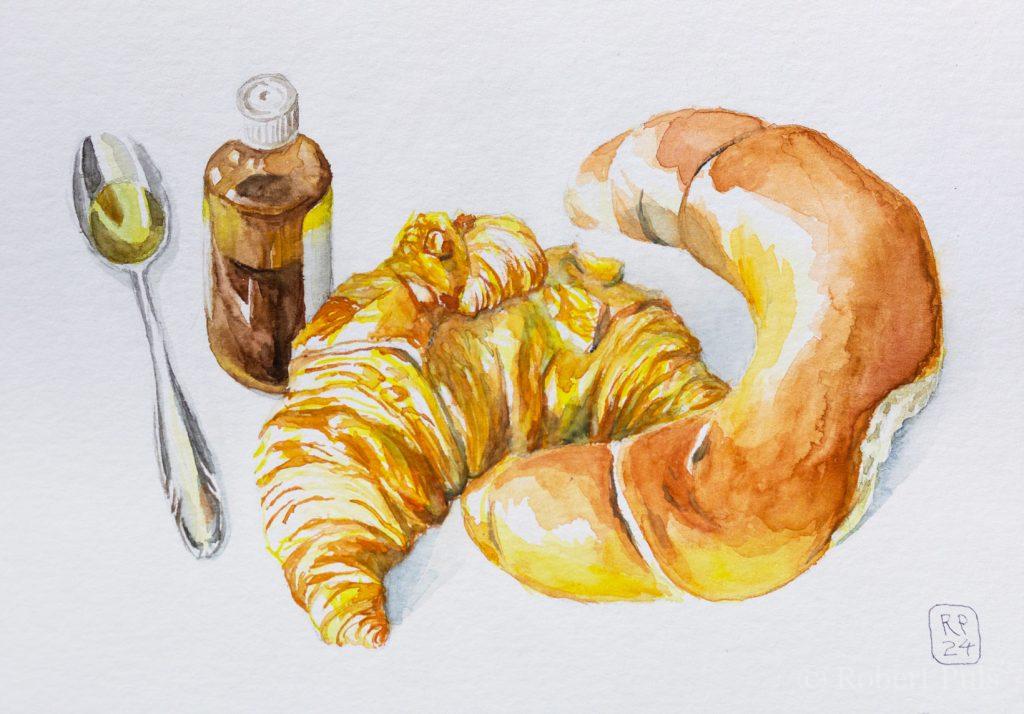 Alter und Jugend, Brotschaften, Aquarell, Robert Puls 2024